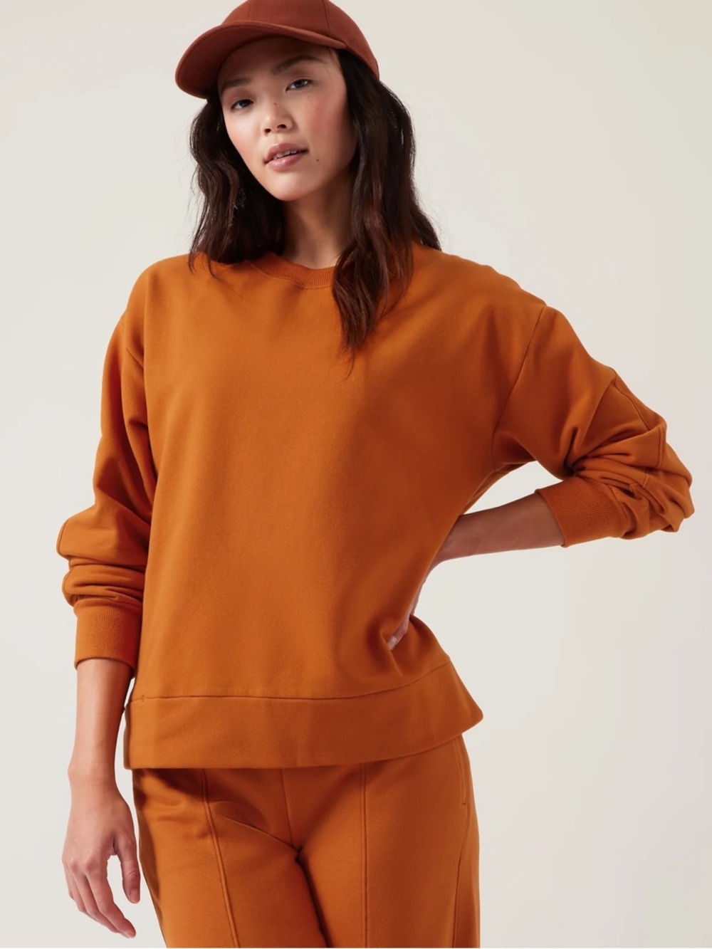 Athleta Retroplush Burnt Orange Pullover Sweatshirt in XS Women’s